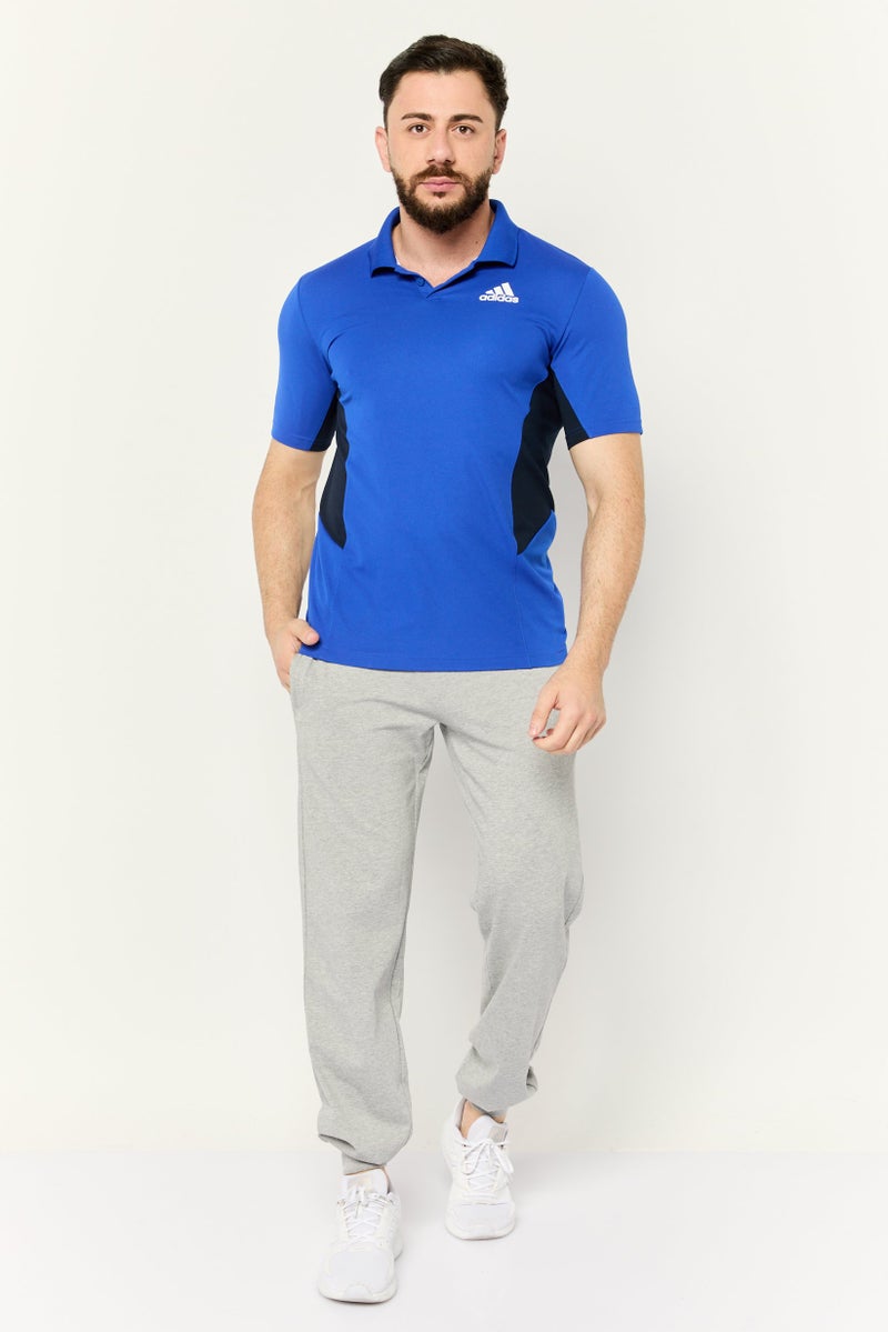 Adidas تي شيرت تنس للرجال بأكمام قصيرة، أزرق ملكي/أسود - Image 2